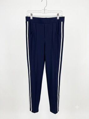 Zara Navy Track Pants with White Side Stripes